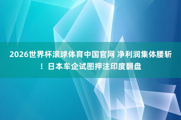 2026世界杯滚球体育中国官网 净利润集体腰斩！日本车企试图押注印度翻盘