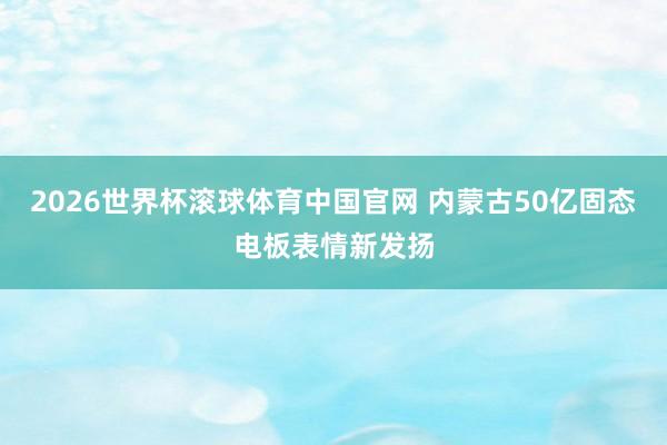 2026世界杯滚球体育中国官网 内蒙古50亿固态电板表情新发扬