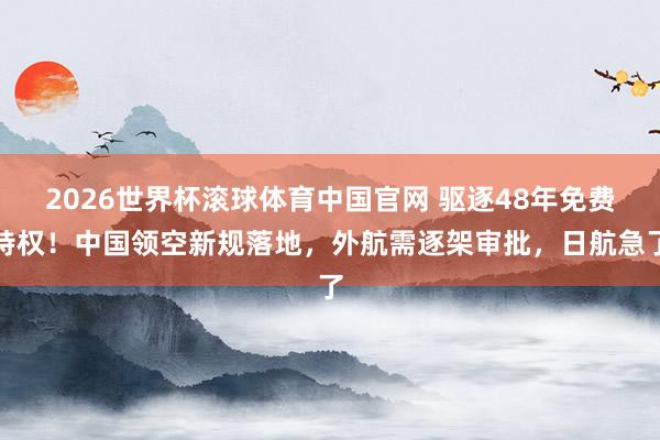 2026世界杯滚球体育中国官网 驱逐48年免费特权！中国领空新规落地，外航需逐架审批，日航急了