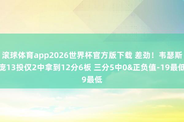 滚球体育app2026世界杯官方版下载 差劲！韦瑟斯庞13投仅2中拿到12分6板 三分5中0&正负值-19最低