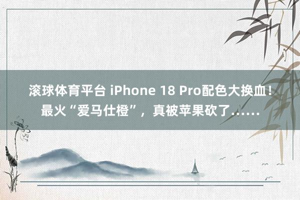 滚球体育平台 iPhone 18 Pro配色大换血！最火“爱马仕橙”，真被苹果砍了……