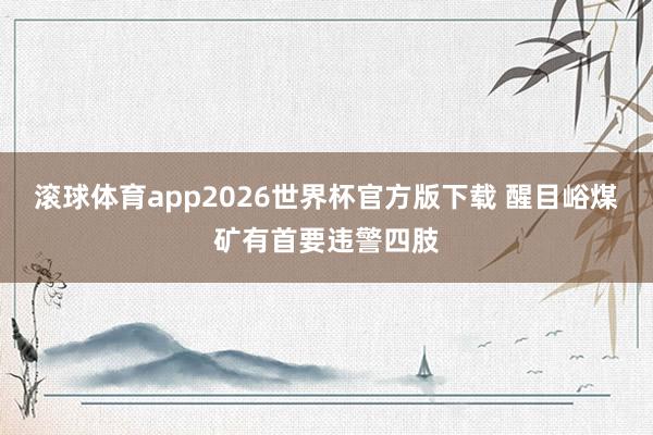 滚球体育app2026世界杯官方版下载 醒目峪煤矿有首要违警四肢