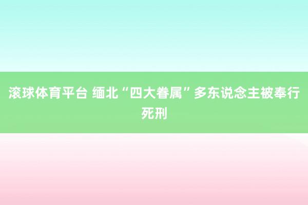 滚球体育平台 缅北“四大眷属”多东说念主被奉行死刑