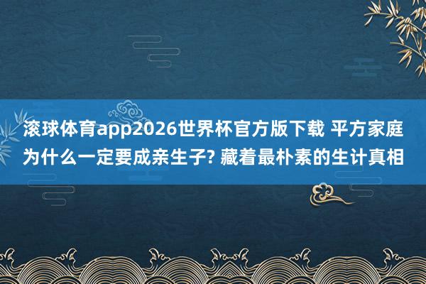 滚球体育app2026世界杯官方版下载 平方家庭为什么一定要成亲生子? 藏着最朴素的生计真相