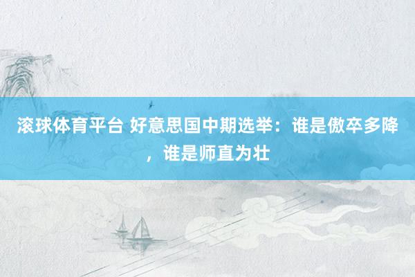 滚球体育平台 好意思国中期选举：谁是傲卒多降，谁是师直为壮
