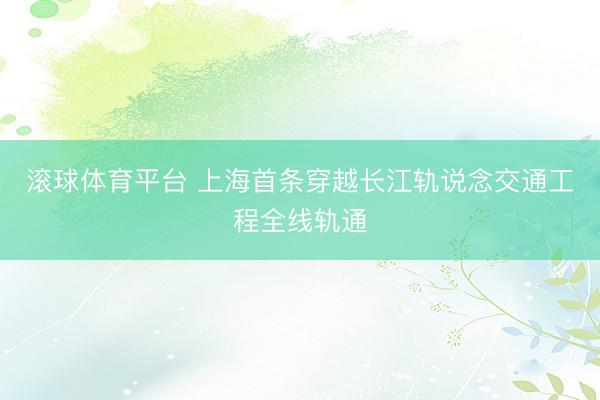 滚球体育平台 上海首条穿越长江轨说念交通工程全线轨通
