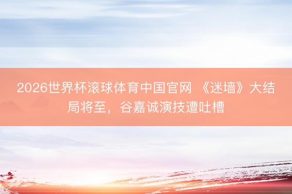 2026世界杯滚球体育中国官网 《迷墙》大结局将至,谷嘉诚演技遭吐槽
