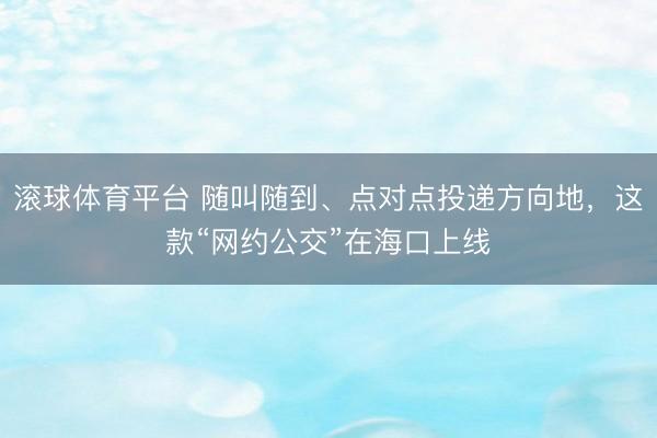 滚球体育平台 随叫随到、点对点投递方向地，这款“网约公交”在海口上线